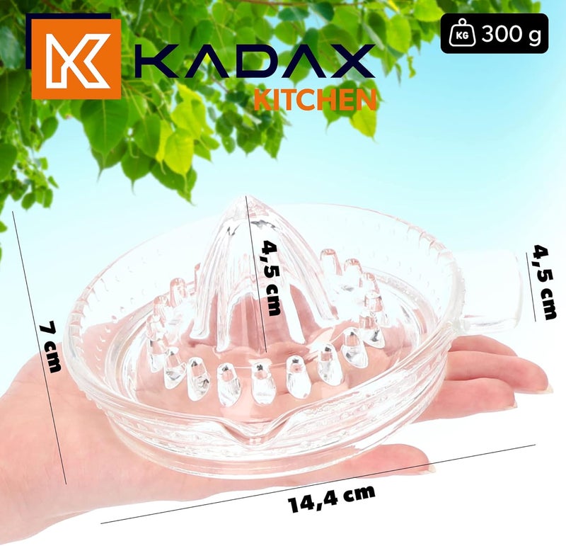 KADAX Manual Juicer, Glass Squeezer for Fresh and Healthy Juice, Transparent Lemon Squeezer, Kitchen Hand Press for Citrus, Lime, Orange - Image 3