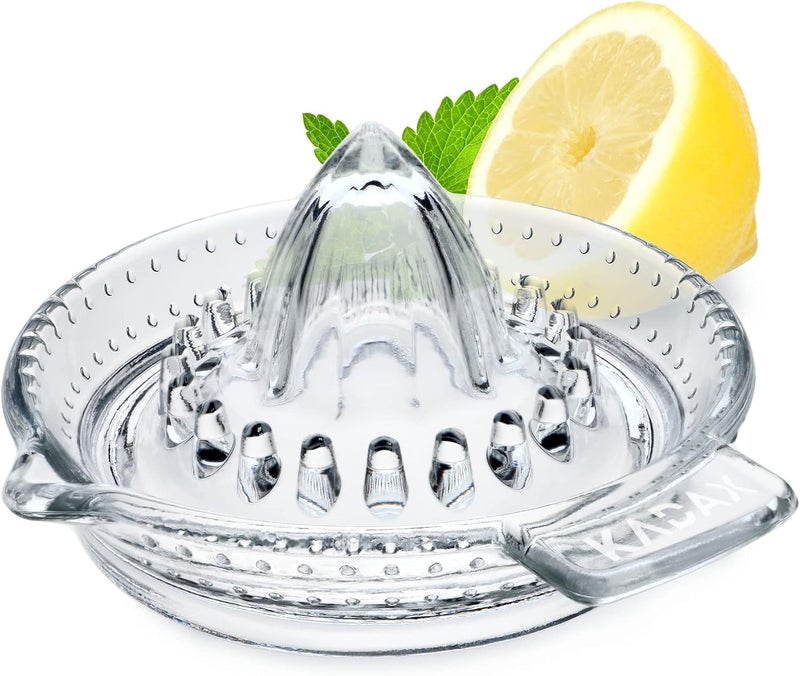 KADAX Manual Juicer, Glass Squeezer for Fresh and Healthy Juice, Transparent Lemon Squeezer, Kitchen Hand Press for Citrus, Lime, Orange - Image 1