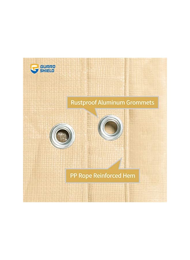 The Bros شريحة قماش مشمع ثقيلة 2x2م بيج/خاكي مشمع متعدد الأغراض مقاوم للأشعة فوق البنفسجية وماء خيمة غطاء أرضي 160غ/م² - Image 4