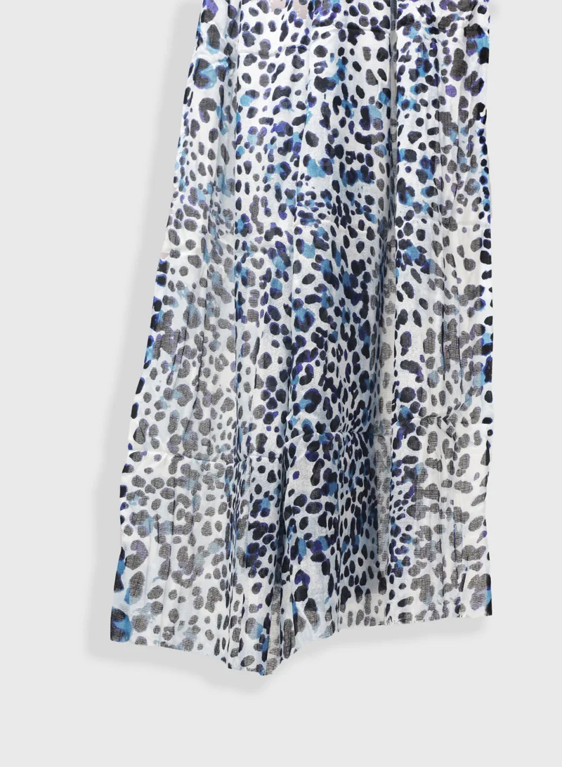 Amica  Hijab Leopard Printed Soft Natural Fiber Head Scarf for Women - Blue for Women | Best Price UAE
