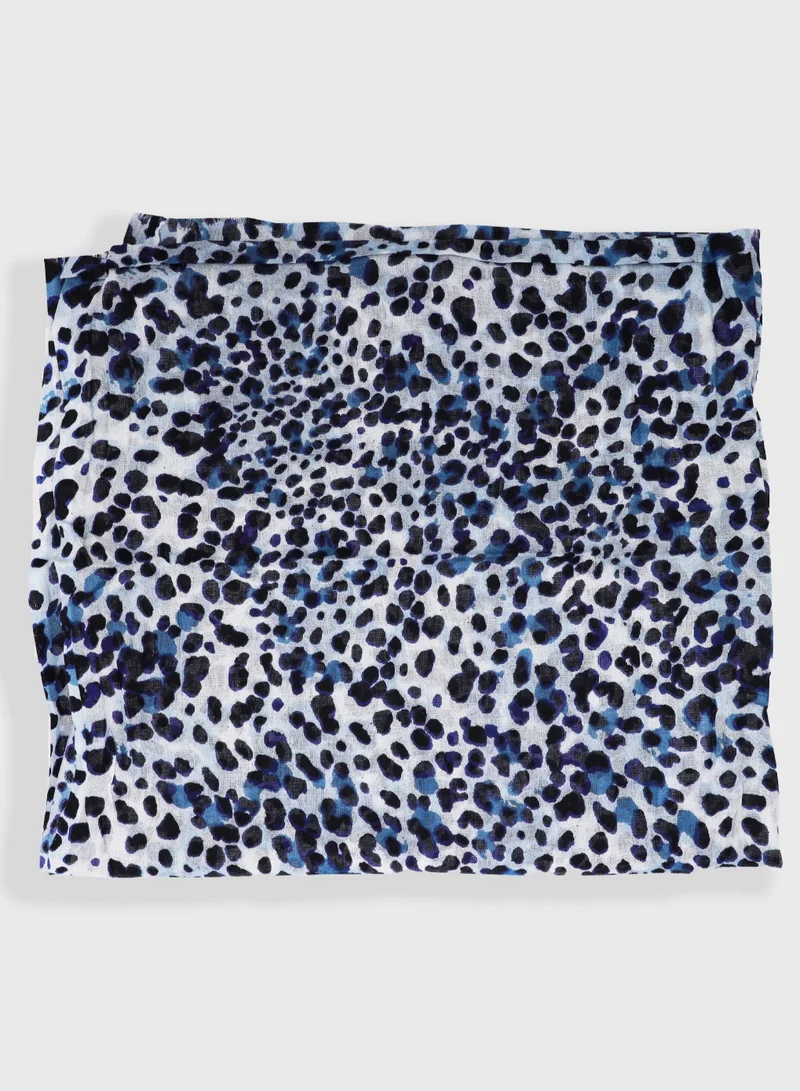 Amica  Hijab Leopard Printed Soft Natural Fiber Head Scarf for Women - Blue for Women | Best Price UAE