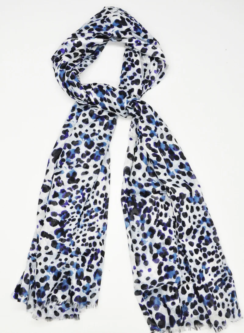 Amica Hijab Leopard Printed Soft Natural Fiber Head Scarf for Women - Blue