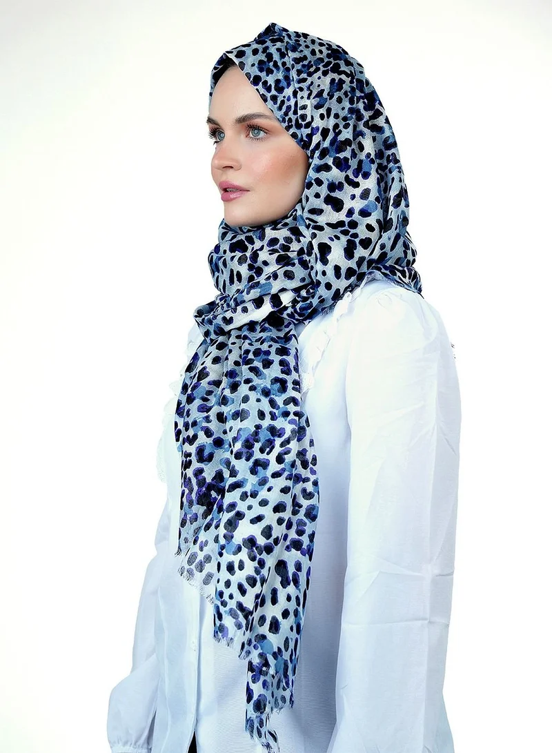 Amica  Hijab Leopard Printed Soft Natural Fiber Head Scarf for Women - Blue for Women | Best Price UAE