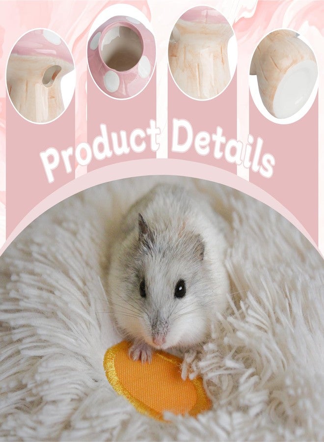 Saim Hamster Water Bottle with Mushroom Ceramic Stand - Automatic Water Dispenser for Small Animals,Chew Proof Gerbil Water Dispenser for Dwarf Syrian Hamster Mice Rat- Non-Drip Holder (Pink, 60ml) - Image 3