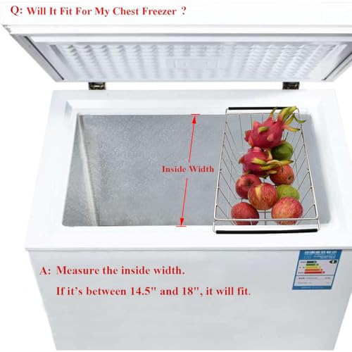 Orgneas Expandable Chest Freezer Basket, Stainless Steel Hanging Deep Freezer Organizer Bins Adjustable Handles (16.5" ~ 20") Wire Basket Storage Rack, Fits 5 Cu.FT and 7 Cu.Ft Chest Freezer - Image 2