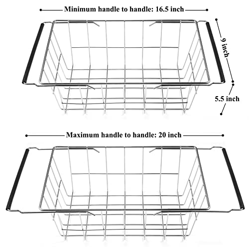 Orgneas Expandable Chest Freezer Basket, Stainless Steel Hanging Deep Freezer Organizer Bins Adjustable Handles (16.5" ~ 20") Wire Basket Storage Rack, Fits 5 Cu.FT and 7 Cu.Ft Chest Freezer - Image 3