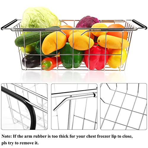 Orgneas Expandable Chest Freezer Basket, Stainless Steel Hanging Deep Freezer Organizer Bins Adjustable Handles (16.5" ~ 20") Wire Basket Storage Rack, Fits 5 Cu.FT and 7 Cu.Ft Chest Freezer - Image 5