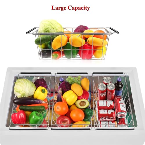 Orgneas Expandable Chest Freezer Basket, Stainless Steel Hanging Deep Freezer Organizer Bins Adjustable Handles (16.5" ~ 20") Wire Basket Storage Rack, Fits 5 Cu.FT and 7 Cu.Ft Chest Freezer - Image 4