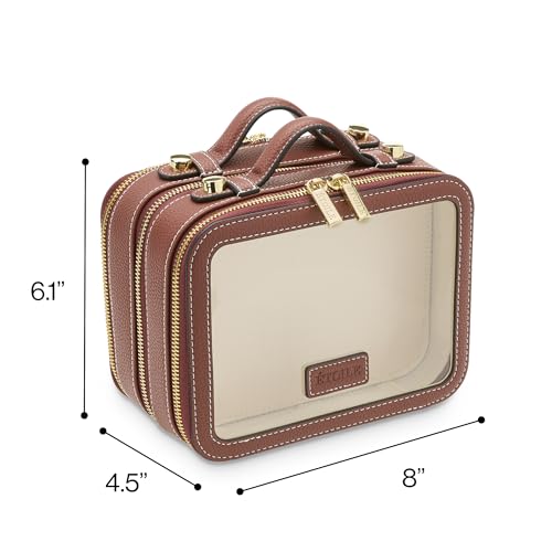 ETOILE - Small Twin Cosmetic Case Ginger Brown - Dual Compartment Cosmetic Beauty Organizer & Toiletry Case - Image 5