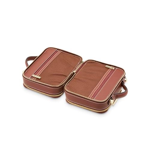 ETOILE - Small Twin Cosmetic Case Ginger Brown - Dual Compartment Cosmetic Beauty Organizer & Toiletry Case - Image 4