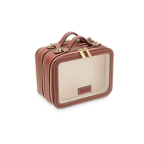ETOILE - Small Twin Cosmetic Case Ginger Brown - Dual Compartment Cosmetic Beauty Organizer & Toiletry Case - Image 1