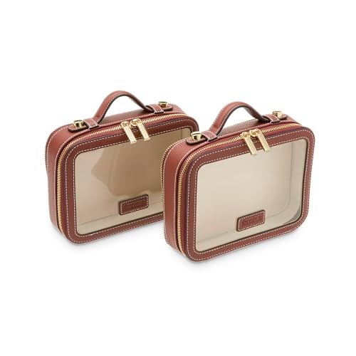 ETOILE - Small Twin Cosmetic Case Ginger Brown - Dual Compartment Cosmetic Beauty Organizer & Toiletry Case - Image 2