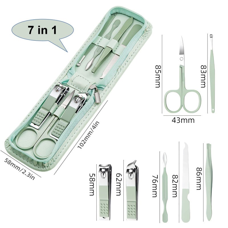 NEMIBAD Manicure Set Nail Clippers Pedicure Kit -7 Pieces Stainless Steel Travel Nail Kit, Travel Essentials Purse Essentials Professional Grooming Kits, Manicure Kit with Zipper Portable Pack - Image 4