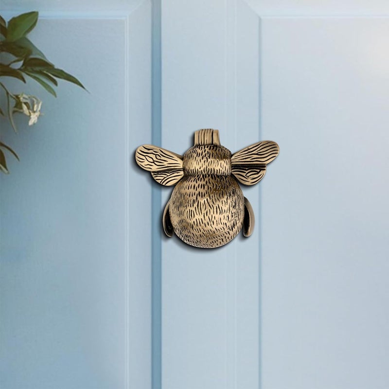 DEVDECOR Antique Brass Ring Door Knocker – Vintage Round Handle with Textured Grip for Main Door, Gate, or Cabinet – Classic Decorative Hardware (3.6x4.7 inch) - Image 1