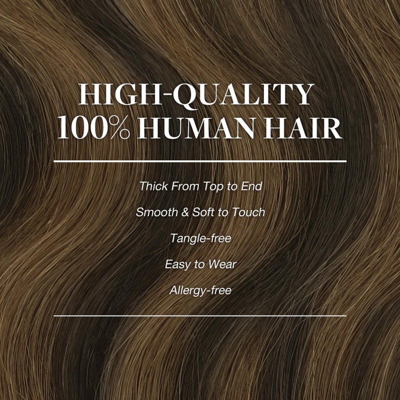 Goo-Goo GOO GOO Clip in Hair Extensions Real Human Hair, Remy Human Hair Extensions Clip ins for Women, Natural Human Hair, 16inch 120g 7Pcs, 2/6/2 Balayage Dark Brown to Chestnut Brown - Image 4
