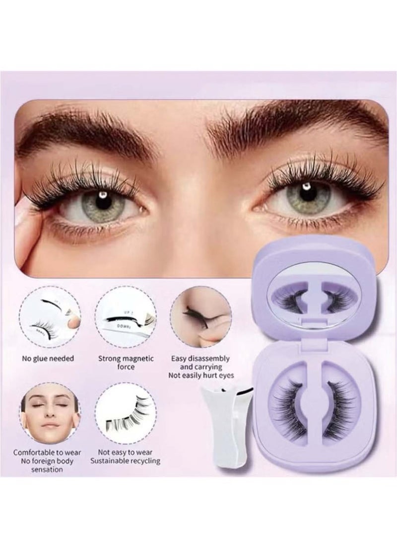 Dougez Magnetic Eyelashes with Applicator Reusable Magnetic Lashes No Glue Needed Magnetic Eyelashes without Eyeliner Cat Eye Natural Look Magnetic Eyelashes Magnetic Lashes - Image 3