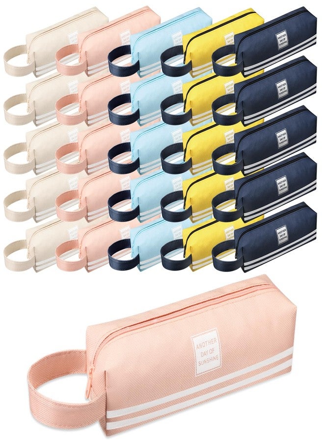 Mooliwe 25 Pcs Small Pencil Case Bulk Slim Pencil Pouch with Zipper Aesthetic Stationery Cute Square Waterproof Portable Storage Bag Makeup Bag for Marker Cosmetic - Image 1