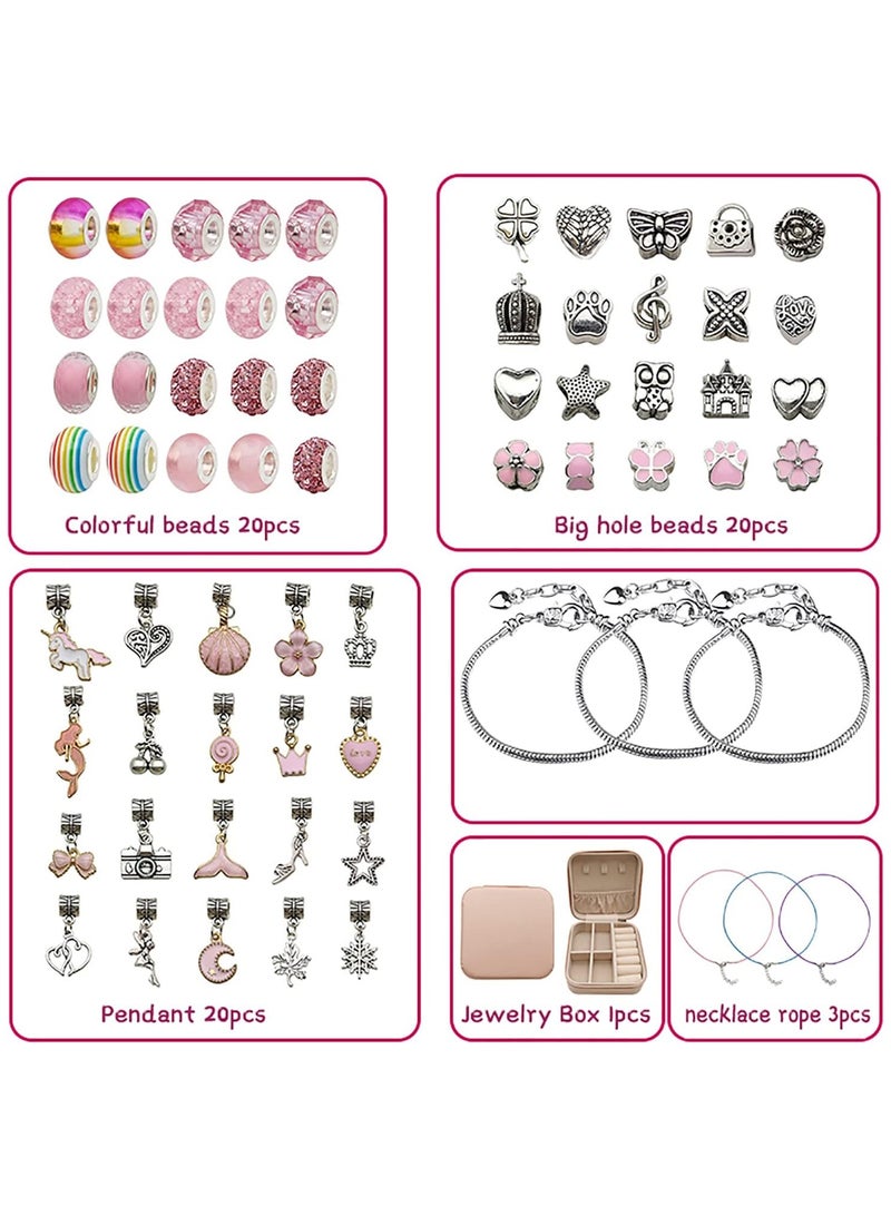 سوفام 66 مجموعة صنع أساور قطعية للفتيات، مجموعة أساور ساحرة مع صندوق مجوهرات، أساور للحرف اليدوية، هدية للبالغين والأطفال، هدية للفتاة البالغة من العمر 8-12 سنة (وردية) - Image 3