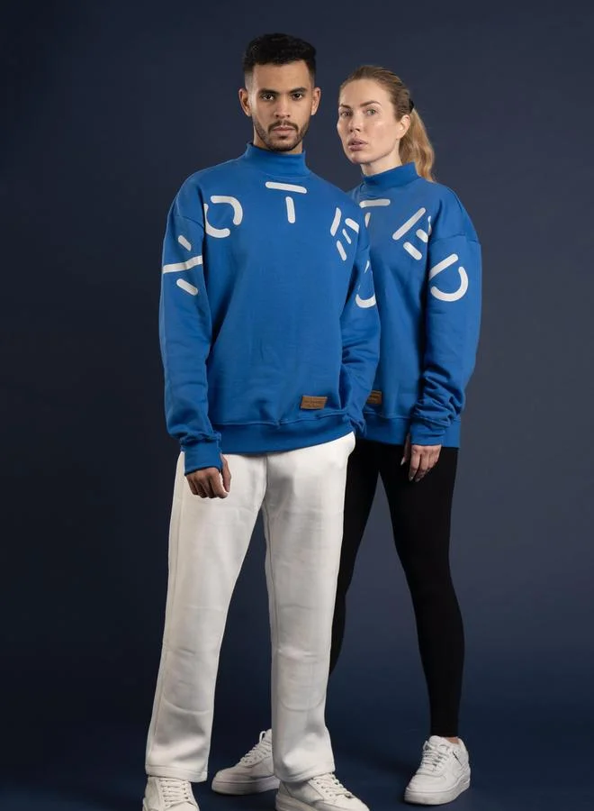 Take Two Blue Printed Pullover Sweatshirt - Unisex By Noted