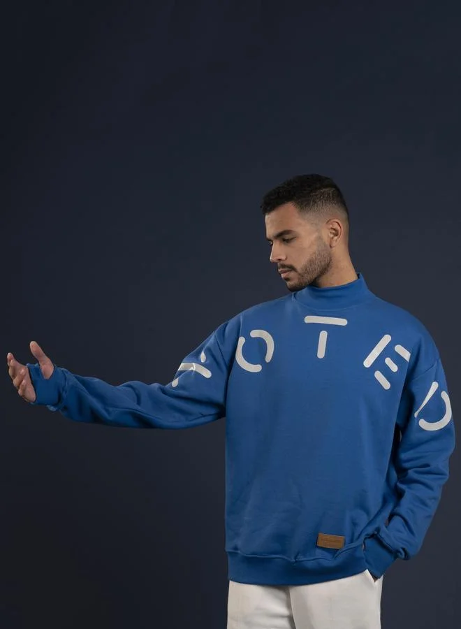 Take Two Blue Printed Pullover Sweatshirt - Unisex By Noted