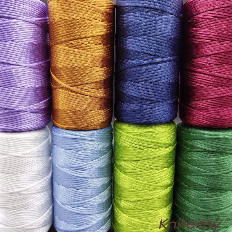 250G 3Mm Wide Glossy Textured Cylinder Band Yarn 4 Light Coffee For Hand Crochet Knitting Hats Bags Cushions Handmade Creation Artworks - Image 1