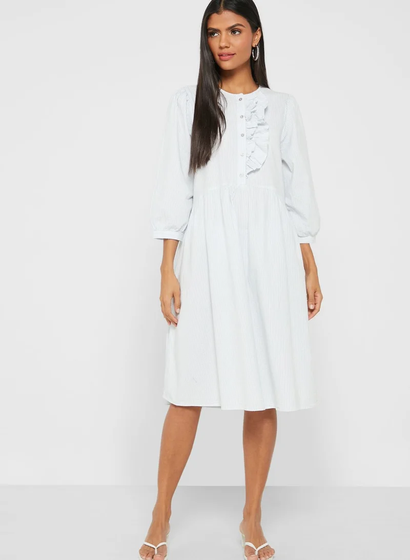 PIECES Puff Sleeve Placket Top