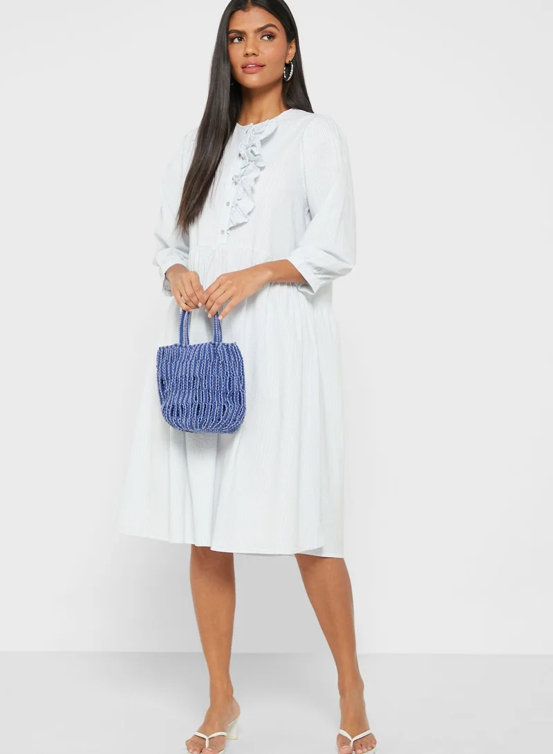 PIECES Puff Sleeve Placket Top