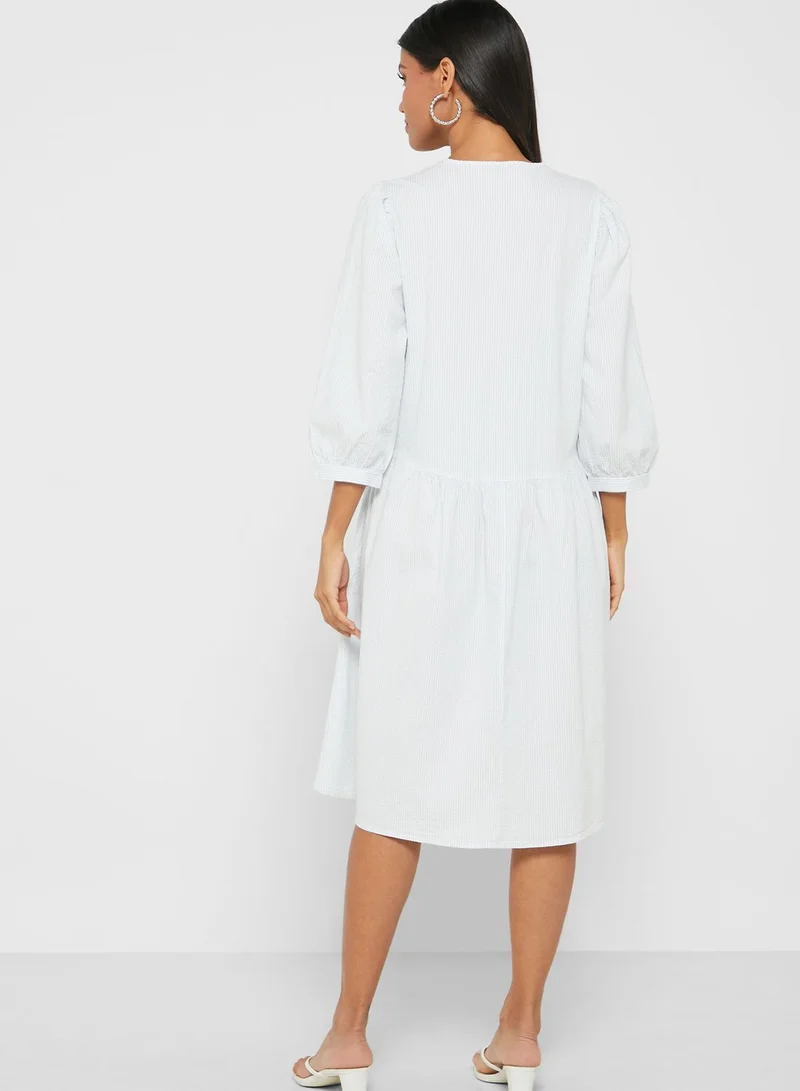 PIECES Puff Sleeve Placket Top
