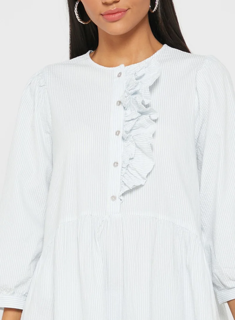 PIECES Puff Sleeve Placket Top