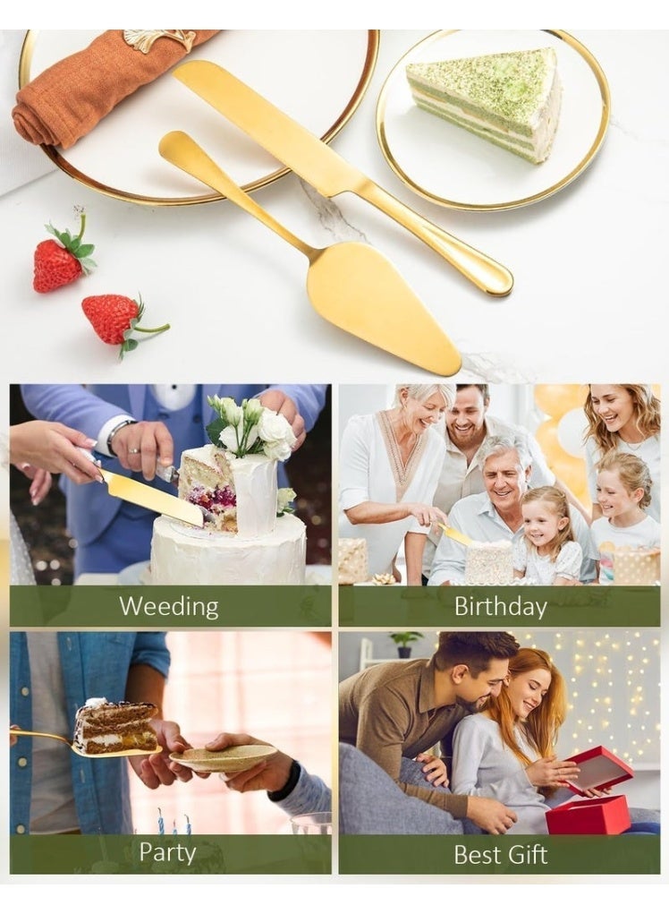 Ayshal Cake Knife and Pie Spatula ,2-Piece Premium Cake Cutting Set, Exquisite Knife and Server with Serrated Design for Pastry, Pizza and Desserts (Gold) - Image 5