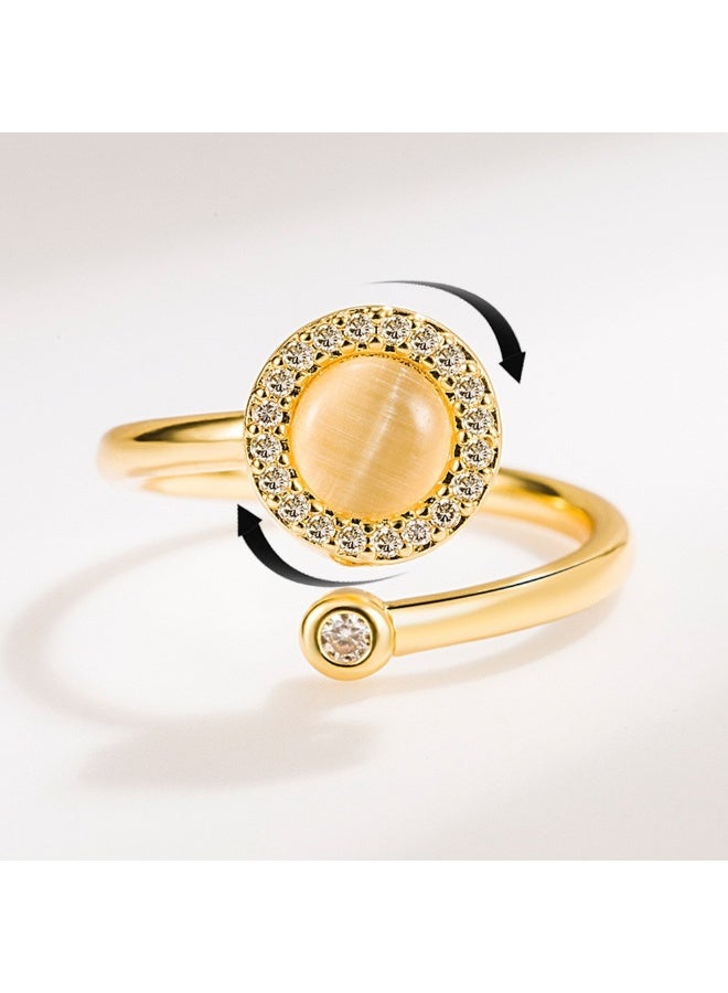 AuliceVerse 4Pcs Gold Plated Adjustable Spinner Anxiety Rings for Women - Pearl & Crystal Accent Stress Relief Rotation Rings, Floral/Curved Design Fidget Statement Rings for Daily Wear & Gifts - Image 3