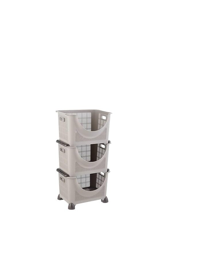 OM Vegetable Rack with Wheels - Modern Organization and Unparalleled Elegance (Grey, 3 Tiers) - Image 3