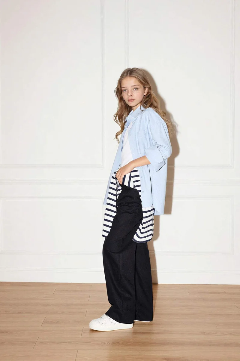 ديفاكتو Girl 90's Wide Leg Gabardine Trousers
