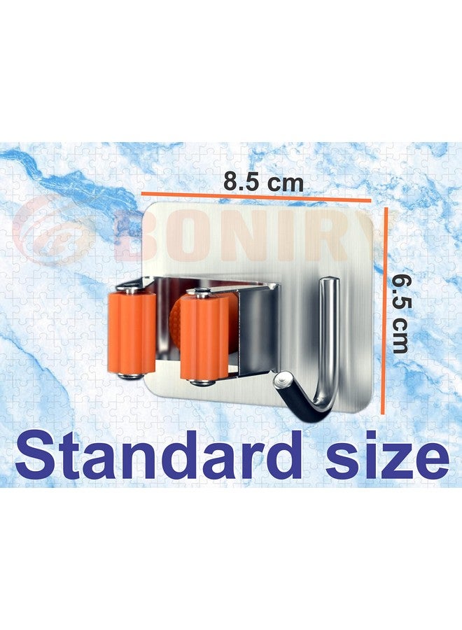 Boniry Adhesive Mop Holder and Broom Holder Wall Mounted Steel | Broom Stick Holder Wall Mounted for Home No Drilling (2, Orange) - Image 3