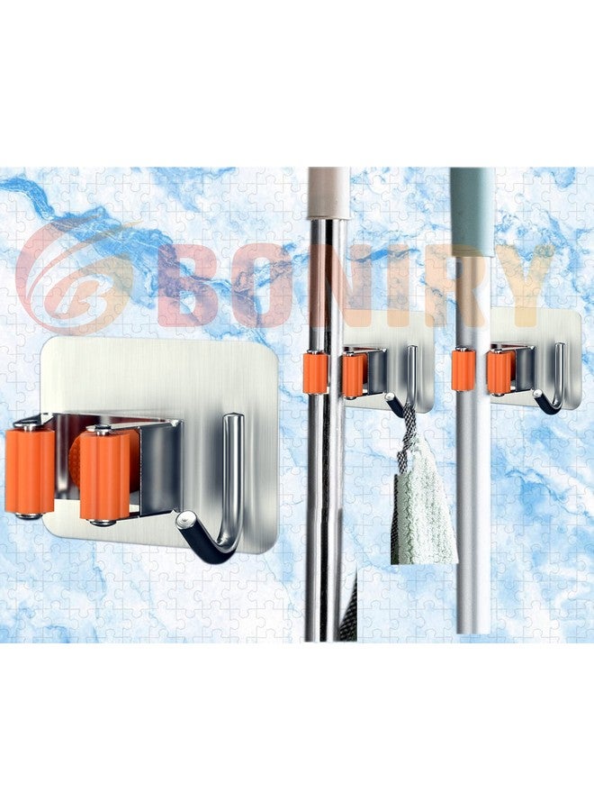 Boniry Adhesive Mop Holder and Broom Holder Wall Mounted Steel | Broom Stick Holder Wall Mounted for Home No Drilling (2, Orange) - Image 5