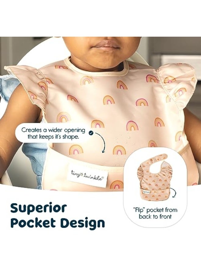 Tiny Twinkle Mess Proof Baby Bib - Waterproof Bib for Baby Boy or Girl - Machine Washable - Adjustable Side Closure - PVC, BPA, & Phthalate Free - Great for Travel - Baby Food Bibs 3 Pack Boho Unicorn - Image 5