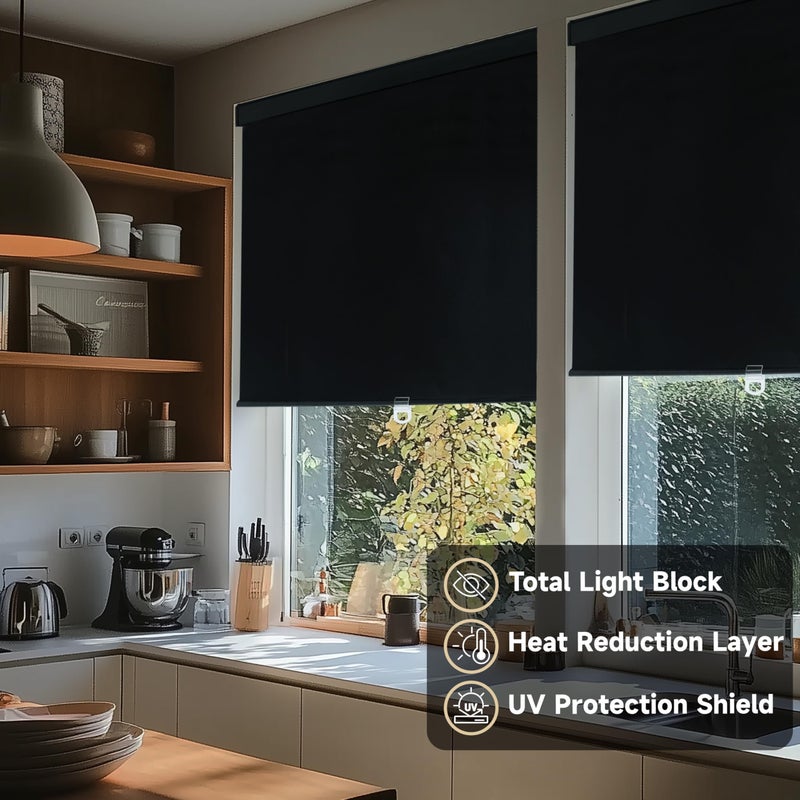 ShadeMart Blackout Roller Shades, Free-Stop Cordless Blinds for Window, Thermal-Insulated Pull-Down Shades, Easy Install Room Darkening Blinds for Home, Bedroom, Office - Image 5