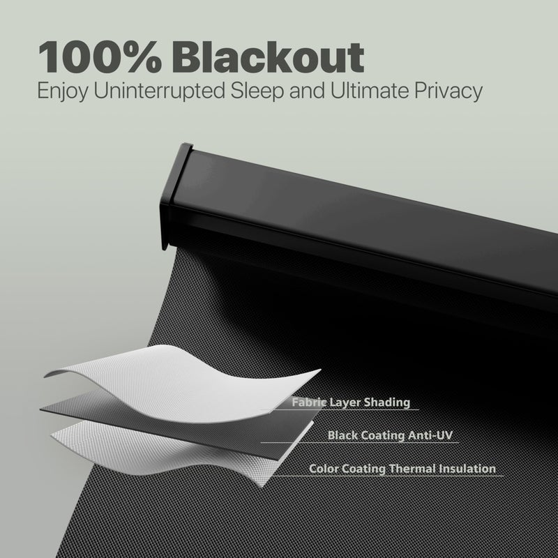 ShadeMart Blackout Roller Shades, Free-Stop Cordless Blinds for Window, Thermal-Insulated Pull-Down Shades, Easy Install Room Darkening Blinds for Home, Bedroom, Office - Image 3