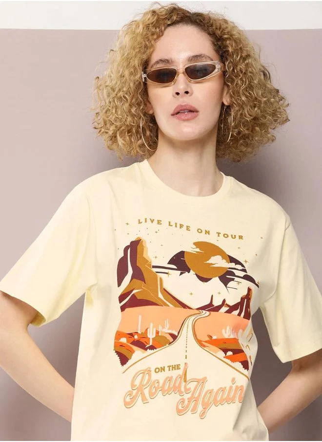 Dillinger Oversized On The Road Graphic Print T-Shirt by Styli