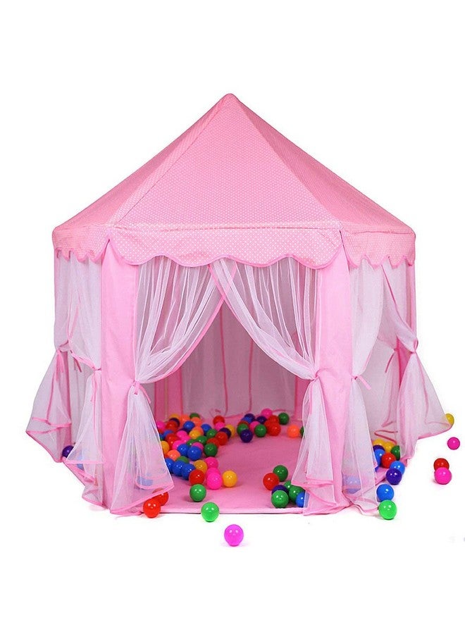 Webby Kids Indoor and Outdoor Jumbo Castle Play Tent House with 10 Balls, (Pink) - Image 1