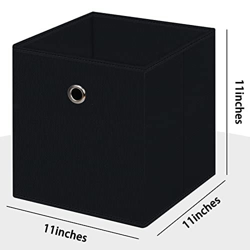 NieEnjoy Black Foldable Storage Cubes Bins ,11 Inch Cloth Storage Cube Fabric Storage Box Cubes Organizer Baskets with Handles for Home Organizer Set of 3 (Black) - Image 2