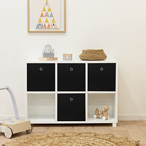 NieEnjoy Black Foldable Storage Cubes Bins ,11 Inch Cloth Storage Cube Fabric Storage Box Cubes Organizer Baskets with Handles for Home Organizer Set of 3 (Black) - Image 5