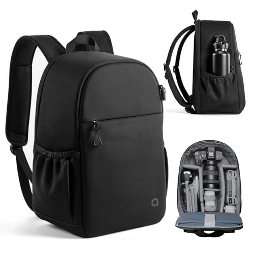 llano Compact Camera Backpack for DSLRSLRMirrorlessPhotography Bag with Laptop Slot for 14 MacBook Tripod Holder Ideal for Travel Outdoor for Canon Nikon Sony Small Black10L Capacity - Image 1