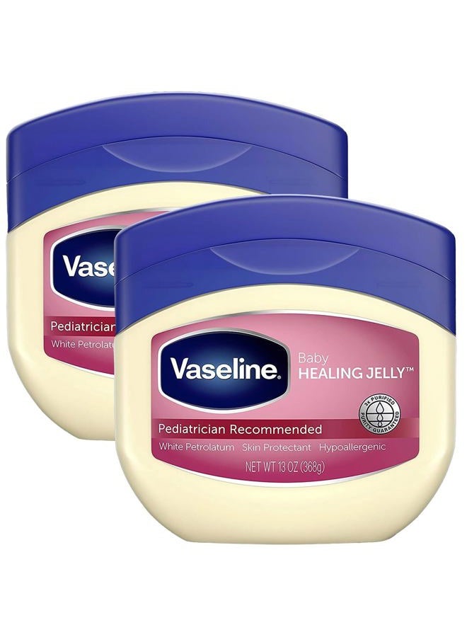 Vaseline Pure Petroleum Jelly Baby, Dermatologist Recommended, Hypoallergenic, Skin Protectant, Treat & Prevent Diaper Rash and Chafed Skin, Seals out Wetness, 2 Pack -13oz - Image 1