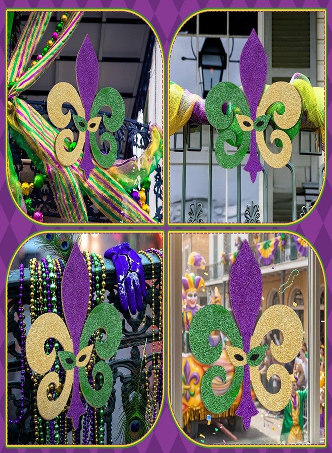 Fiwochic 13 Inch Mardi Gras Front Door Sign Masquerade Wooden Door Hanger Happy Mardi Gras Decor New Orleans Brazil Carnival Wood Hanging Sign Wall Decor for Porch Home Outdoor - Image 5