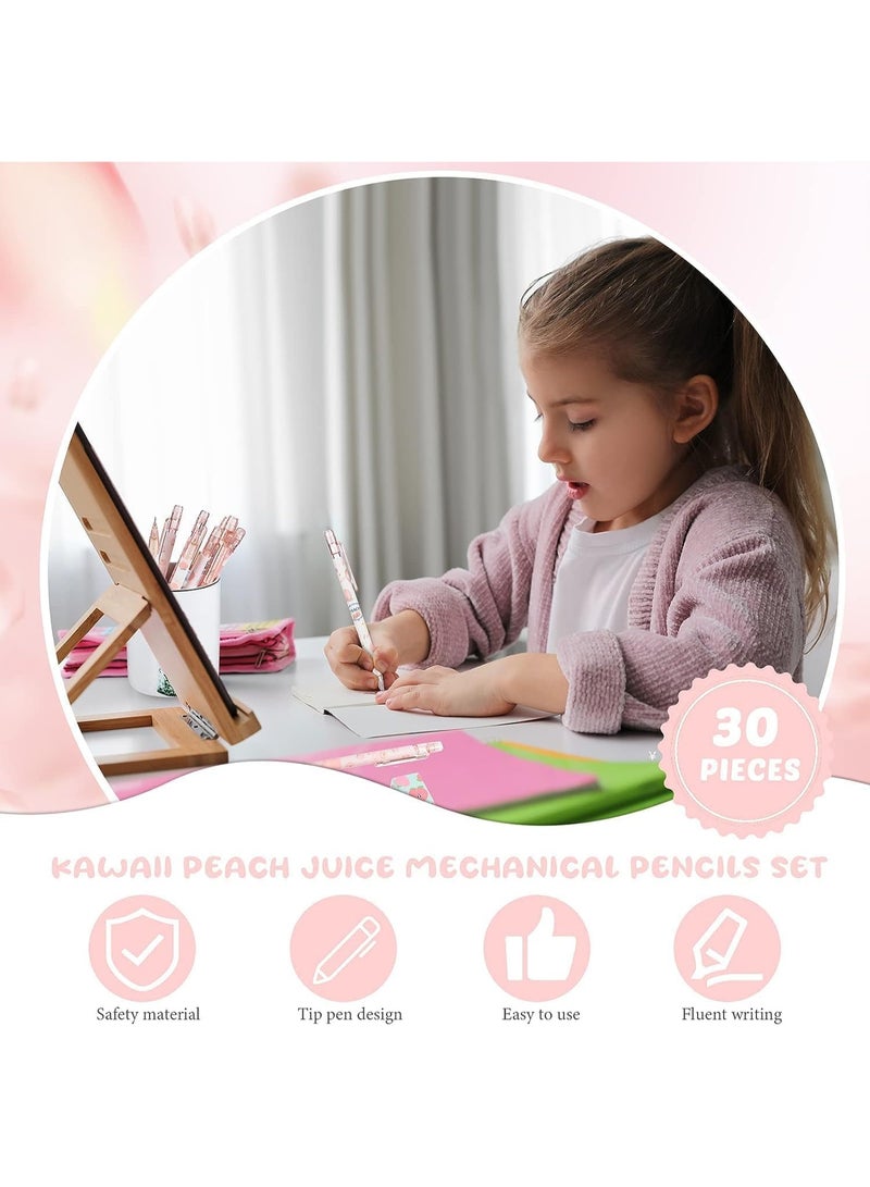 12 Pieces Juice Peach Mechanical Pencil,with 6 Cute Peach Erasers and 12 Tube HB Pencil,Refills Fruit Mechanical Pencil Set for Student Writing, Drawing, Sketching, Architecture (0.5mm) - Image 4