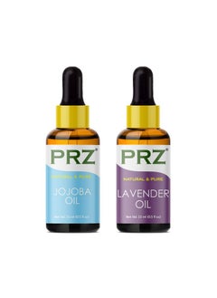 PRZ Combo Of Cold Pressed Jojoba Carrier Oil & Lavender Essential Oil, 100% Pure Natural & Therapeutic Grade Oil For Aromatherapy, Body Massage, Skin Care & Hair Growth (15Ml Each)  - Image 1