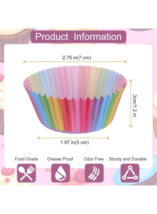 SUNSAR 200Pcs Standard Size Paper Baking Cups Rainbow Cupcake Liners for Birthday Party Muffins Cupcakes Cake Balls and Candies - Image 2