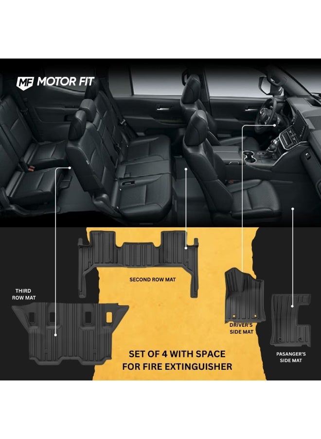 موتور فيت طقم سجادات أرضية MOTOR FIT لسيارة تويوتا لاند كروزر LC300 موديلات 2021-2025، مكون من 4 قطع (مع مكان مخصص لمطفأة الحريق) | سجادات أرضية من مادة TPE مقاومة لجميع الأحوال الجوية، صديقة للبيئة وعديمة الرائحة - Image 3