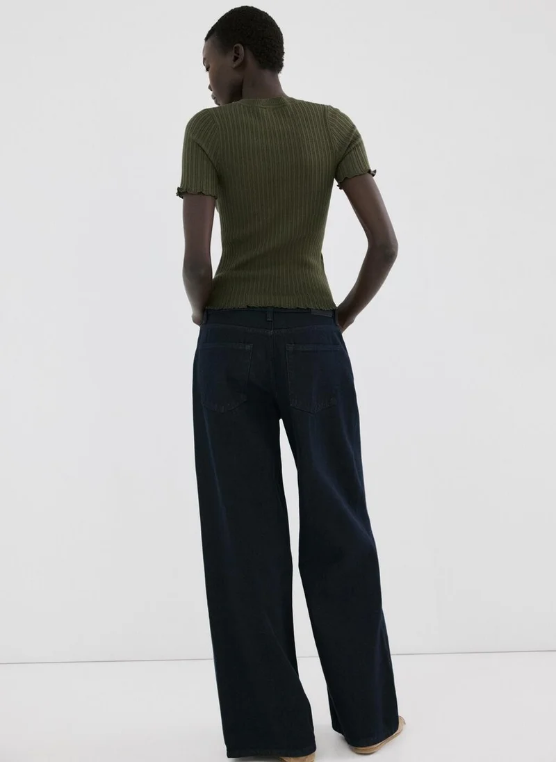 MANGO Ribbed knit t-shirt